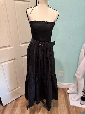 L'Academie The Nour Midi Dress in Black NWT